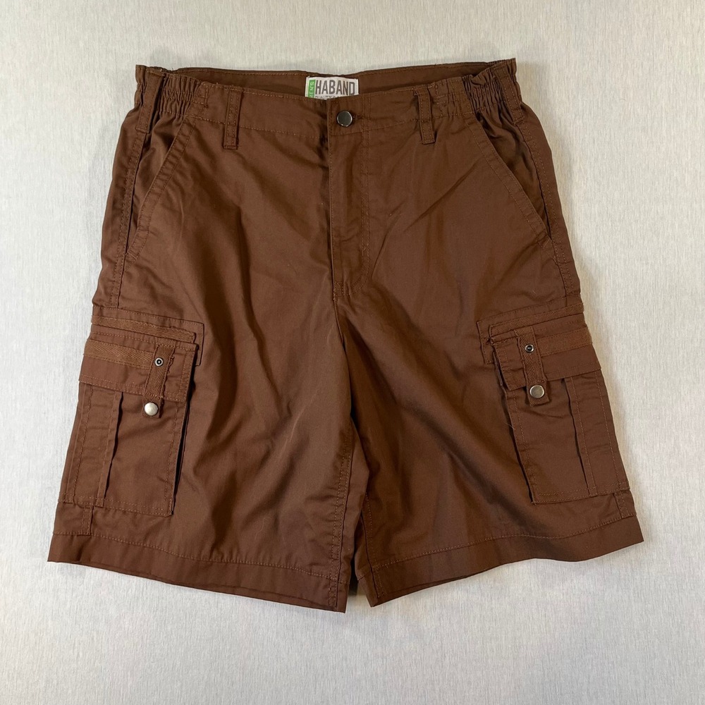 NWOT Haband Cargo Shorts Mens 32 Elastic Waist Utility Pockets 9" Inseam